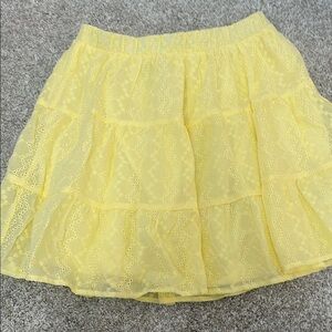 Yellow Lace Tiered Skirt